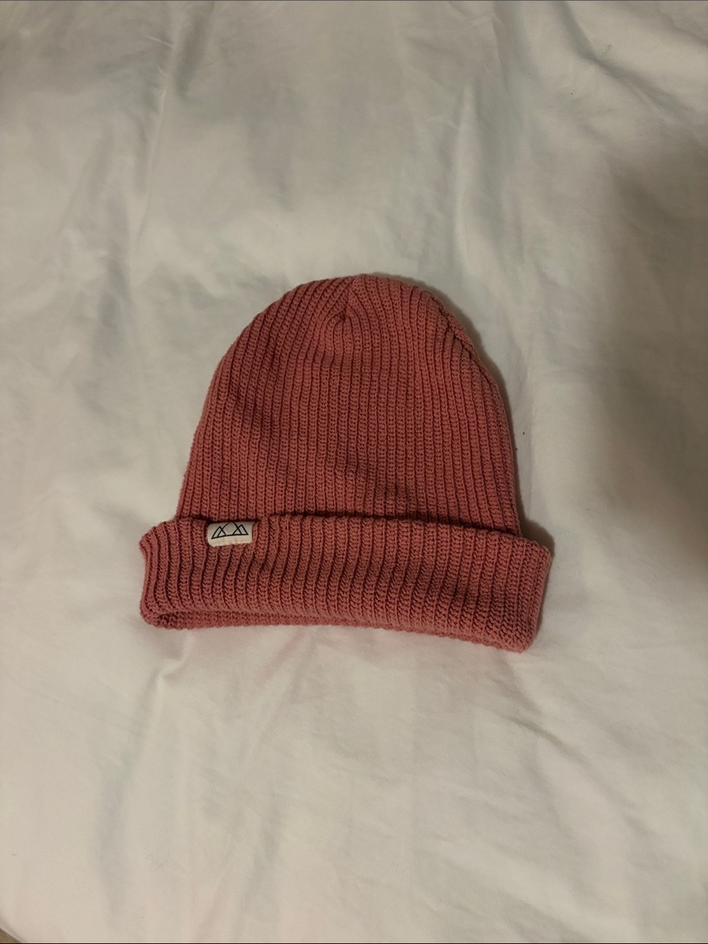 Women’s Fold-Over Ribbed Beanie Hat in Dusty Rose